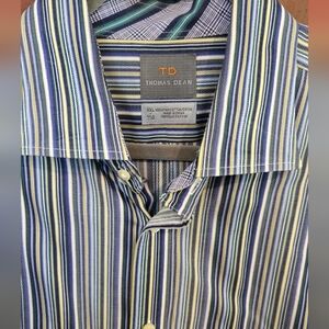 Thomas Dean Men's PIMA Cotton Multi-Striped Shirt - XXL Excellent